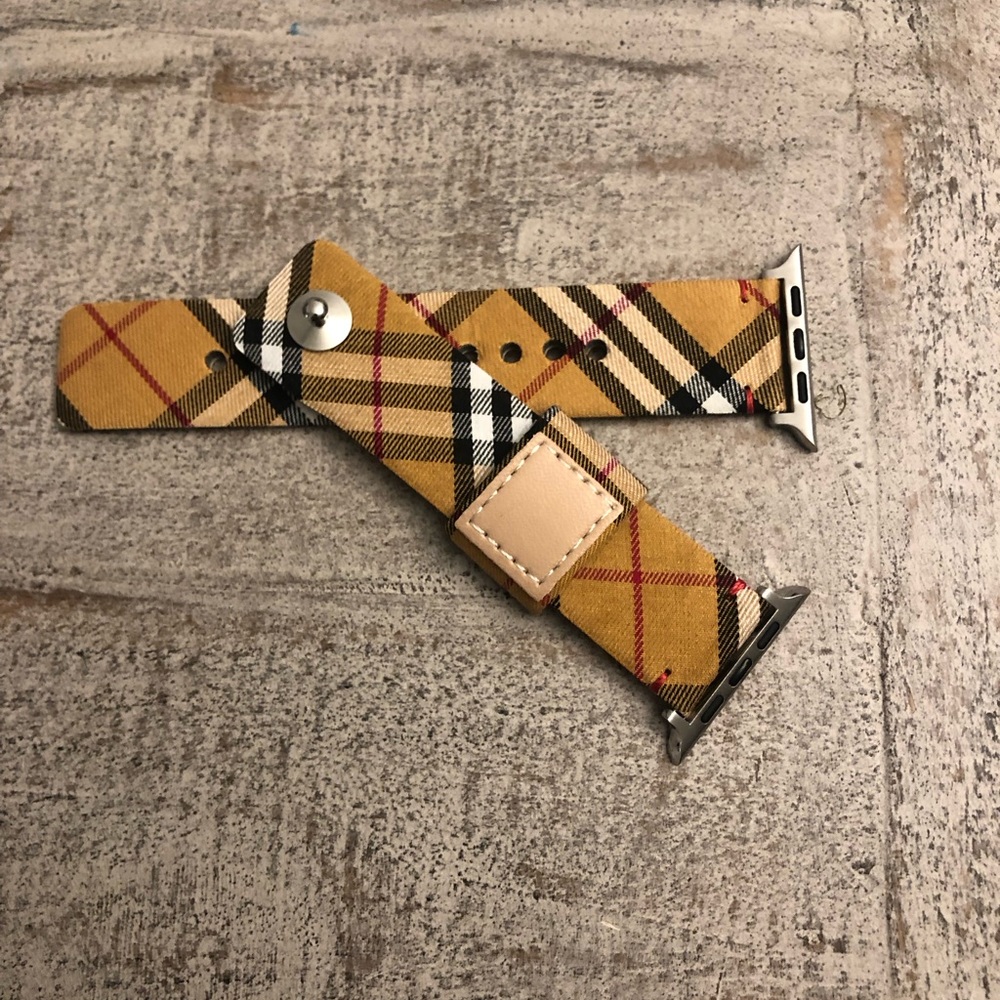 Check Pattern/NEW/ Apple Watch Band/leather-canvas/.42/44/45 mm.Last one !
